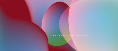 Soyut renkli şekiller çakışıyor. Gradyan renkler harmanlanarak modern arkaplan tasarımı oluşturur. Yumuşak eğriler kompozisyona hakim.