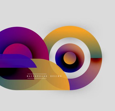 Soyut renkli şekiller çakışıyor. Gradyan renkler dinamik görsel efekt yaratır. Modern tasarım elementleri akıcılık ve enerji öneriyor.