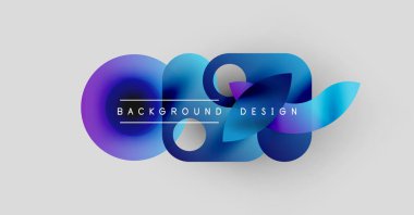 Soyut renkli şekiller dinamik bir arkaplan oluşturur. Mavi, mor renkler harmanlanarak modern tasarım unsurları oluşturur. Metin arkaplan tasarımı okur.