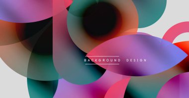 Soyut renkli şekiller örtüşür, dinamik görsel efekt yaratır. Modern tasarım elementleri akıcılığı ve canlılığı önerir.