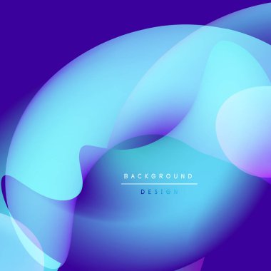 Soyut sıvı şekilleri, canlı maviler, mor gradyanlar. Modern tasarım, pürüzsüz geçişler dinamik görsel efekt yaratır.