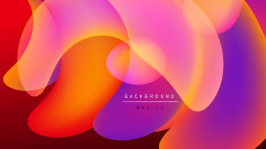 Soyut canlı katmanlar harmanlanır. Turuncu, mor, sarı renkler siyah zemine karşı akan şekiller yaratır. Modern tasarım ögesi.