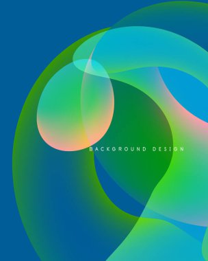 Soyut sıvı şekiller harmanlanarak canlı renk değişimleri yaratır. Mavi, yeşil, pembe renkler kompozisyona hakim. Modern tasarım ögesi.