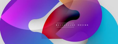 Soyut renkli şekiller örtüşür, dinamik görsel efekt yaratır. Gradyan renkler harmanlanır, modern arkaplan tasarımı oluşturulur.