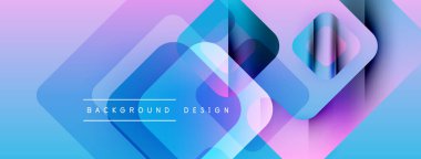 Soyut geometrik şekiller çakışıyor. Renkler mavi, morlar, pembeler. Arkaplan ve sunumlar için modern tasarım ögesi.