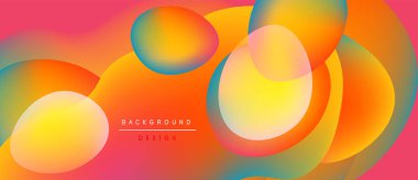 Soyut renkli şekiller çakışıyor. Gradyan renkler canlı bir görsel etki yaratır. Arkaplan ve sunumlar için modern tasarım ögesi.