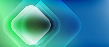 Soyut eğim arkaplanı. Üst üste binen kareler derinlik yaratır, yeşilden maviye dönüşürler. Yumuşak, modern tasarım.