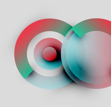 Soyut tasarım özellikleri üst üste biniyor. Kırmızı, deniz mavisi, beyaz renkler dinamik görsel efekt yaratır. Minimalist kompozisyon, modern estetik.