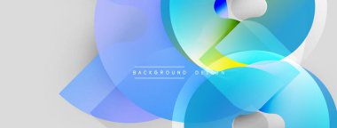 Soyut akışkan şekiller, mavi tonlar baskın. Yumuşak eğimler modern tasarım yaratır. Minimalist estetik, temiz kompozisyon.