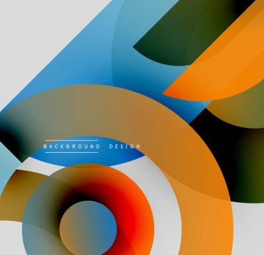 Soyut renkli şekiller örtüşüyor, dinamik modern tasarım yaratıyor. Parlak renkler harmanlanır ve ilginç bir görsel doku oluşturur..