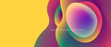 Soyut gradyanlar harmanlanır, canlı şekiller yaratır. Sarı sol tarafa hakim, mor, pembe de sağ tarafa. Modern tasarım ögesi.