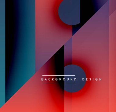 Soyut geometrik bileşim. Kalın şekiller, canlı renkler, gradyanlar modern görsel etki yaratır. Minimalist tasarım unsurları.