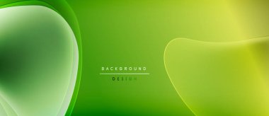 Soyut yeşil arkaplan. Yumuşak eğimler, akışkan şekiller modern tasarım yaratır. Minimalist estetik, afişler veya sunumlar için uygun.