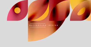 Soyut şekiller, sıcak renkler, dinamik kompozisyon. Modern tasarım elementleri arka plan için uygun görsel ilgi yaratır.
