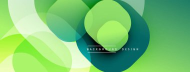 Soyut yeşil arkaplan. Üst üste binen daireler dinamik görsel efekt yaratır. Sancaklar ve sunumlar için modern tasarım uygun.