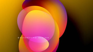 Soyut renkli şekiller örtüşüyor, canlı gradyanlar yaratıyor. Arka plan karanlık, parlak renklerin altını çiziyorum. Tasarım modern, dinamik hissettiriyor..