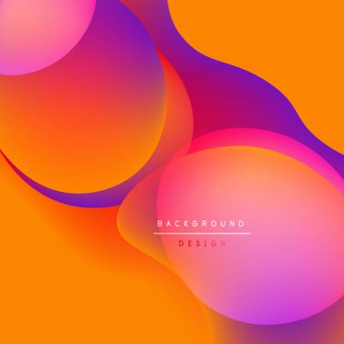 Soyut sıvı şekilleri canlı turuncu, pembe ve mor renkleri harmanlar. Modern tasarım enerjiyi, hareketi, görsel ilgiyi çağrıştırır. Arkaplan metni arkaplan tasarımı okur.