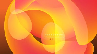 Soyut canlı katmanlar, turuncu renkler baskın gelir. Yumuşak gradyanlar karanlık zemine karşı dinamik görsel akış yaratır. Modern tasarım ögesi.