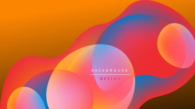 Soyut sıvı şekiller harmanlanarak canlı turuncu, pembe ve mavi renkler yaratır. Arkaplan metni arkaplan tasarımı okur. Modern görsel kompozisyon.