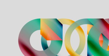 Soyut renkli daireler çakışıyor ve canlı bir görsel kompozisyon oluşturuyor. Yumuşak gradyanlar renkleri karıştırır, modern tasarım elementini oluşturur.