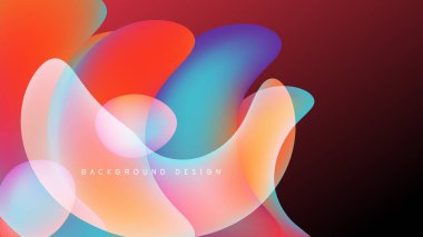 Soyut sıvı şekilleri örtüşür ve canlı renk değişimleri yaratır. Arka plan karanlık, parlak renklerin altını çiziyorum. Modern tasarım ögesi.