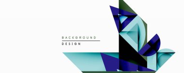 Soyut geometrik bileşim. Koyu mavi, deniz mavisi, siyah şekiller dinamik görsel efekt oluşturur. Minimalist tasarım, özgeçmiş ve sunumlar için uygun. Temiz çizgiler, modern estetik..