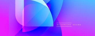 Soyut gradyan şekiller örtüşüyor canlı mor, mavi renkler yaratıyor. Arkaplan, pankart ve sunumlar için modern tasarım ögesi.