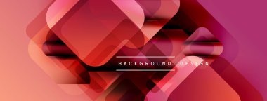 Soyut geometrik şekiller örtüşür, canlı bir gradyan arkaplan oluşturur. Sıcak kırmızılar, pembeler dizaynın hakimi. Modern estetik.