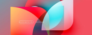 Soyut renkli şekiller örtüşür ve canlı modern arkaplan oluşturur. Gradyan renkler düzgün bir şekilde harmanlanarak, dinamik görsel deneyim sunar.