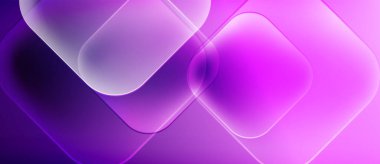 Soyut arkaplan yuvarlak kareler, gradyanlar, mor renkler. Yumuşak ışıklandırma aydınlatma efekti yaratır, modern tasarım.