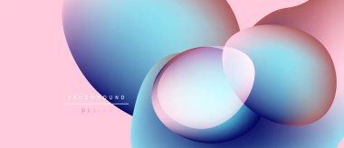 Soyut arkaplan özellikleri üst üste binen daireler, gradyanlar. Pembe, mavi renkler modern tasarım yaratır. Yumuşak geçişler, dinamik kompozisyon.