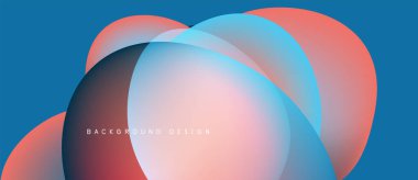 Soyut çakışan daireler, canlı renkler, mavi arka plan. Modern tasarım ögesi, pürüzsüz eğimler, dinamik bileşim.