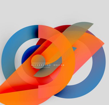 Soyut renkli çakışan daireler dinamik bileşim oluşturur. Modern tasarım gradyan, şeffaflık, görsel uyum içerir..