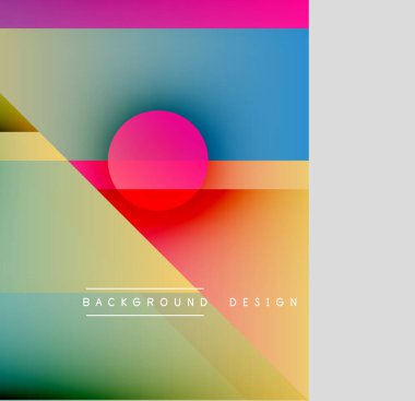 Soyut geometrik bileşim. Canlı renkler karışıyor, dinamik görsel deneyim yaratıyor. Şekiller çakışıyor, modern tasarımı oluşturuyor.