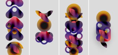 Katmanlı renkli daireler içeren soyut kompozisyon. Gradyan renkler harmanlanır ve dinamik görsel ritim yaratır. Minimalist tasarım, yumuşak gölgeler.