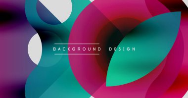 Soyut renkli katmanlar dinamik arkaplan yaratır. Üst üste binen şekiller harmanlanır, canlı görsel deneyimler oluşturur. Modern tasarım elemanları.