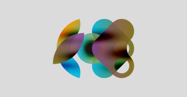 Soyut renkli şekiller örtüşüyor, bulanık gradyanlar yaratıyor. Yumuşak renkler harmanlanır ve dinamik bileşim oluşturur. Minimalist tasarım, modern estetik.