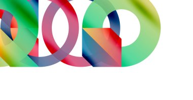 Soyut renkli çakışan daireler dinamik görsel kompozisyon oluşturur. Parlak renkler harmanlanır, ilginç şekiller, gradyanlar oluşturur..