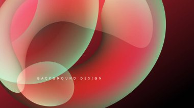 Soyut sıvı şekilleri örtüşür, canlı kırmızı, yeşil renkler yaratır. Koyu arkaplan, akıcı tasarım elementlerini vurgular. Modern estetik.