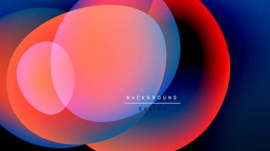 Soyut renkli çakışan daireler. Canlı gradyanlar modern arkaplan tasarımı yaratır. Yumuşak geçişler, dinamik kompozisyon.