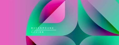 Soyut canlı katmanlar dinamik pembe, deniz mavisi ve mor bileşim oluşturur. Modern tasarım hareket, derinlik ve görsel ilgi öneriyor.