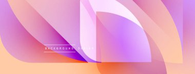 Soyut geometrik şekiller örtüşür, canlı bir değişim etkisi yaratır. Yumuşak pembeler, morlar, portakallar pürüzsüz harmanlanır. Modern tasarım ögesi.