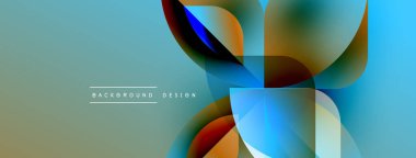 Soyut sıvı şekilleri örtüşür, dinamik renkli tasarım yaratır. Arkaplanda maviden griye geçiş var. Minimalist metin mevcut.