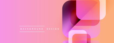 Soyut geometrik şekiller örtüşüyor, canlı pembe, turuncu gradyan oluşturuyor. Arkaplan ve sunumlar için uygun modern tasarım.