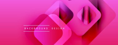 Soyut pembe arka plan. Üst üste binen kareler dinamik görsel efekt yaratır. Modern tasarım elementleri pürüzsüz eğimler sunar.