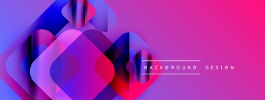 Soyut geometrik şekiller örtüşüyor, canlı mor ve mavi renkler yaratıyor. Arkaplan ve sunumlar için modern tasarım ögesi.