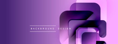 Mor soyut şekiller modern tasarımı oluşturur. Gradyan renkler derinlik ve görsel ilgi sağlar. Metin arkaplan tasarımı okur.