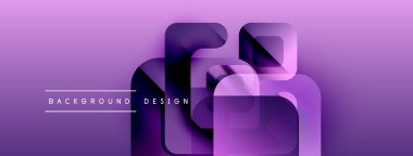 Soyut mor tasarım katmanlı geometrik şekiller içerir. Gradyan arka plan modern görsel efekt yaratır. Metin arkaplan tasarımı okur.