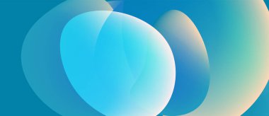 Üstüste binen şeffaf daireler içeren soyut bir kompozisyon. Gradyan renkler yeşilden sarıya kayar. Yumuşak ışıklandırma pürüzsüz geçişler yaratır.