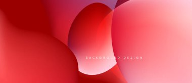 Soyut kırmızı tasarım. Üst üste binen şekiller dinamik görsel efekt yaratır. Renkler derinliği gösteriyor, modern estetiği..